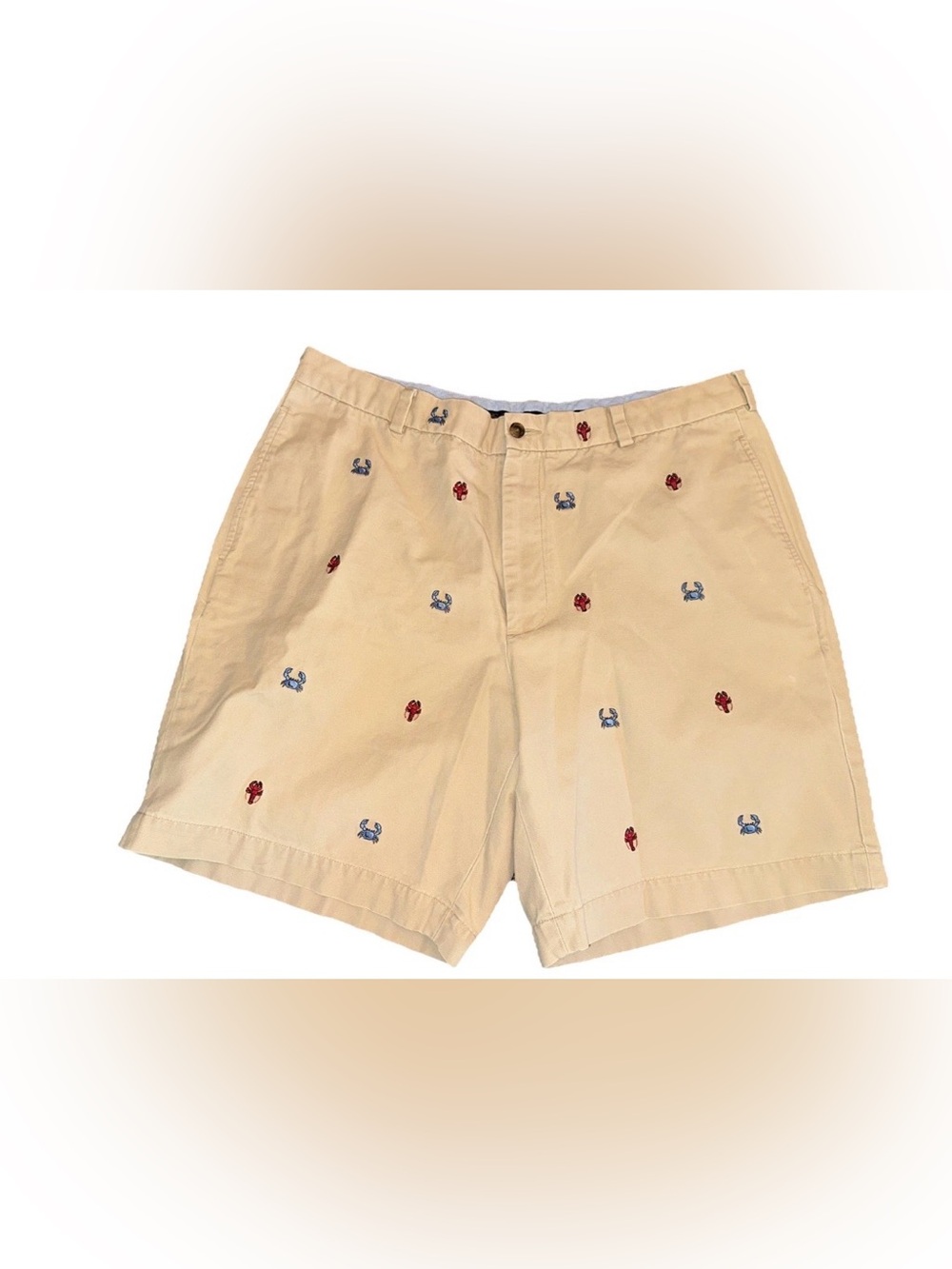 Brooks Brothers Khaki Shorts with Red & Blue Crab Embroidery